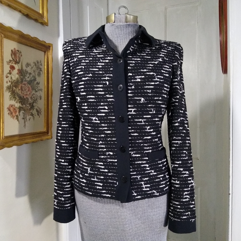 EPISODE Black and White Textured Blazer